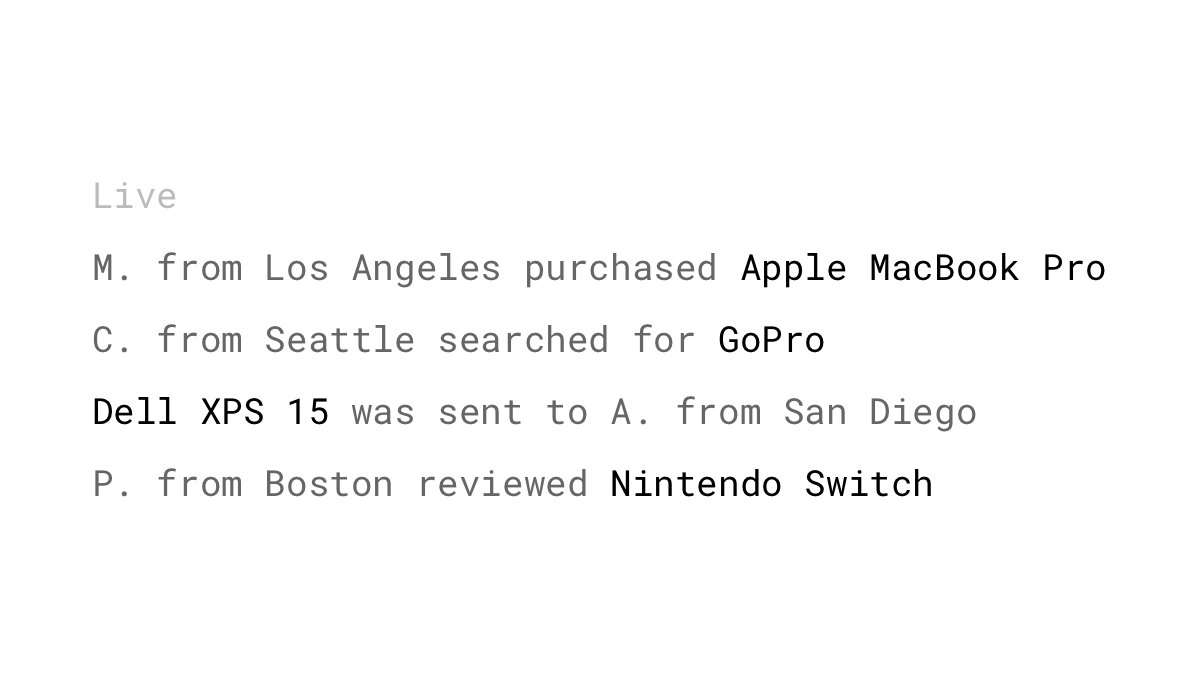 Social Proof Example: Live feed of user activity